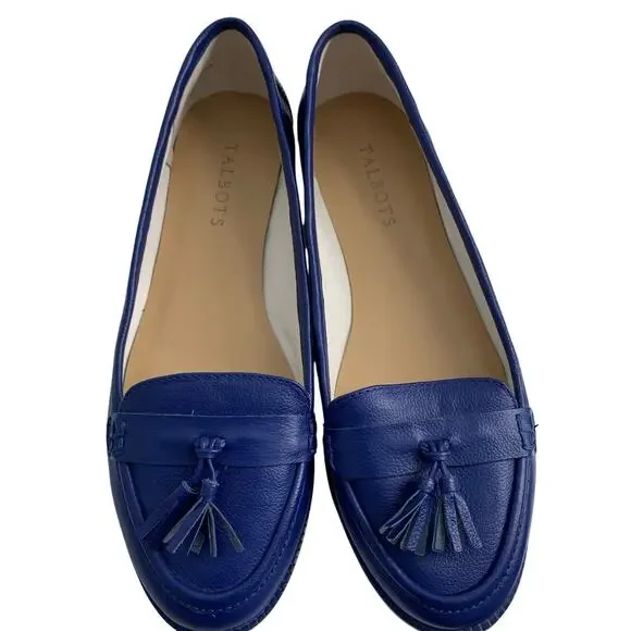 Talbots Loafers Size 9.5 Genuine Leather Tassel Blue Preppy Professional - Picture 5 of 8